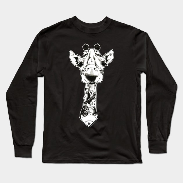 Tattooed Giraffe Long Sleeve T-Shirt by PaperTigress